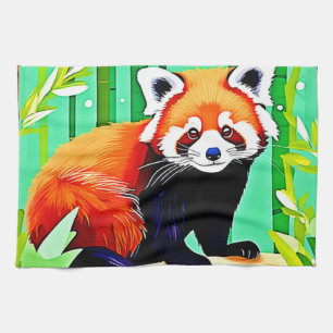 Red Panda Bamboo Forest Tea Towel