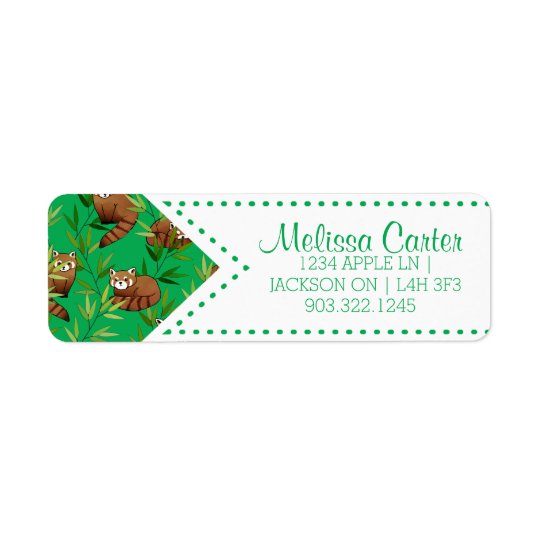 Red Panda & Bamboo Leaves Pattern Return Address Label