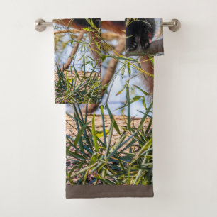 Red panda bath towel set