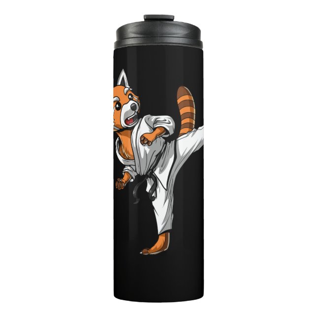 Red Panda Bear Karate Thermal Tumbler (Front)