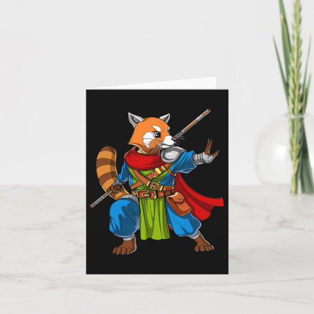 Red Panda Bear Ninja Samurai Warrior Funny Kung Fu Card (Front)