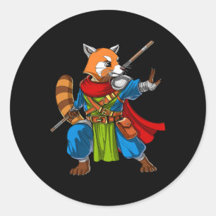 Red Panda Bear Ninja Samurai Warrior Funny Kung Fu Classic Round Sticker