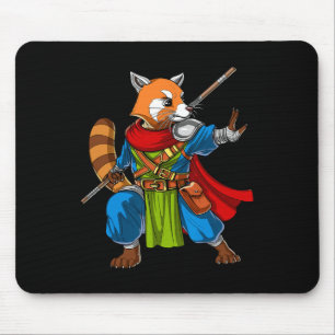 Red Panda Bear Ninja Samurai Warrior Funny Kung Fu Mouse Mat