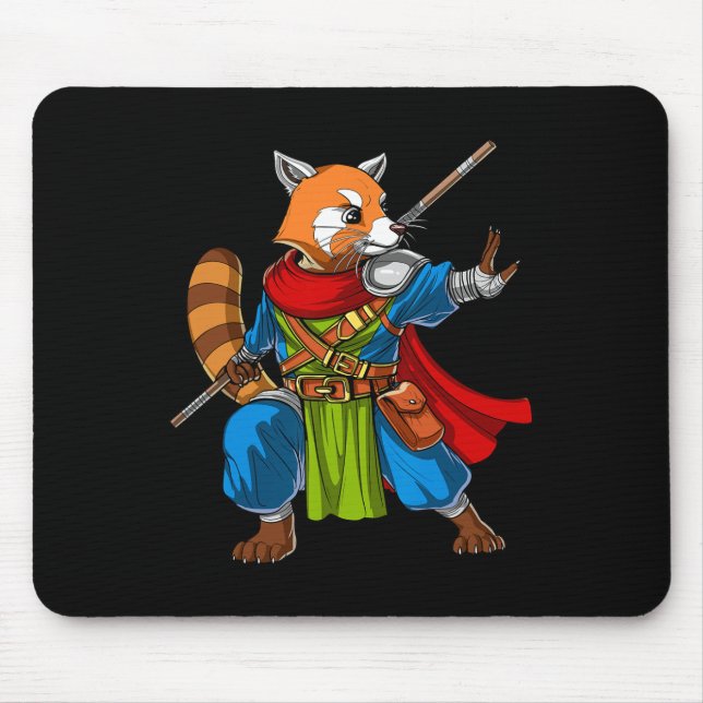 Red Panda Bear Ninja Samurai Warrior Funny Kung Fu Mouse Mat (Front)