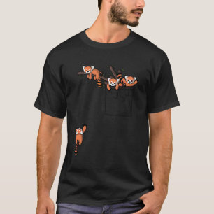 Red Panda Bear Playing Pocket T-Shirt