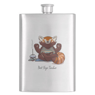 Red Panda Best Yoga Teacher Gift Animal Artwork Hip Flask