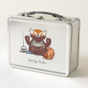 Red Panda Best Yoga Teacher Gift Animal Artwork Metal Lunch Box