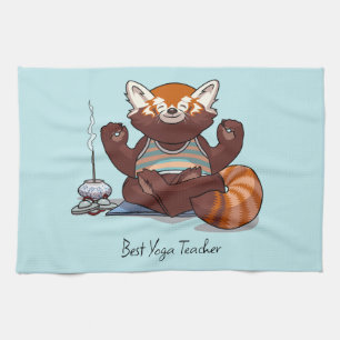 Red Panda Best Yoga Teacher Gift Animal Artwork Tea Towel
