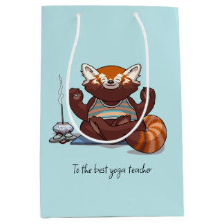 Red Panda Best Yoga Teacher Thank You Artwork Medium Gift Bag