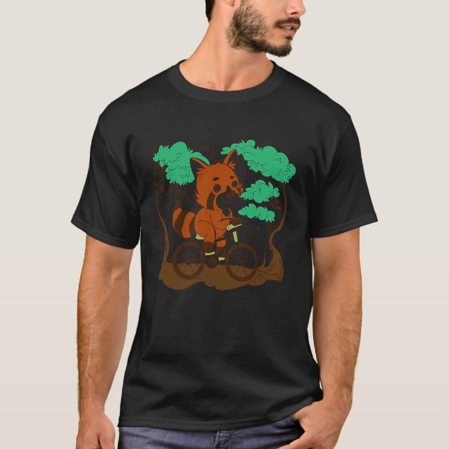 red panda bicycle bike cycling cyclist biking bike T-Shirt (Front)