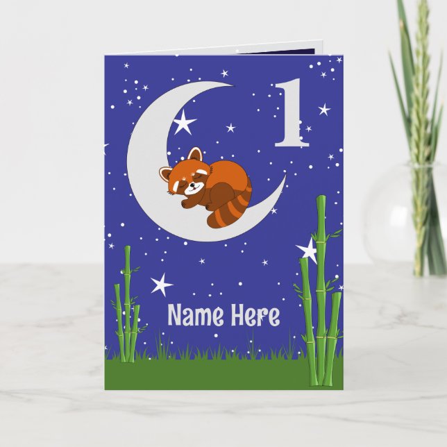 Red Panda Birthday Folded Greeting Card (Front)
