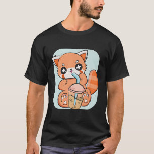 Red Panda Boba Anime Pearl Bubble Tea T-Shirt