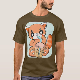 Red Panda Boba Cute Anime Pearl Bubble Tea 1600 T-Shirt