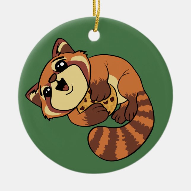 Red Panda! Ceramic Tree Decoration (Front)