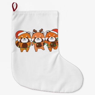 Red Panda Christmas Animals Cute Red Pandas Large Christmas Stocking