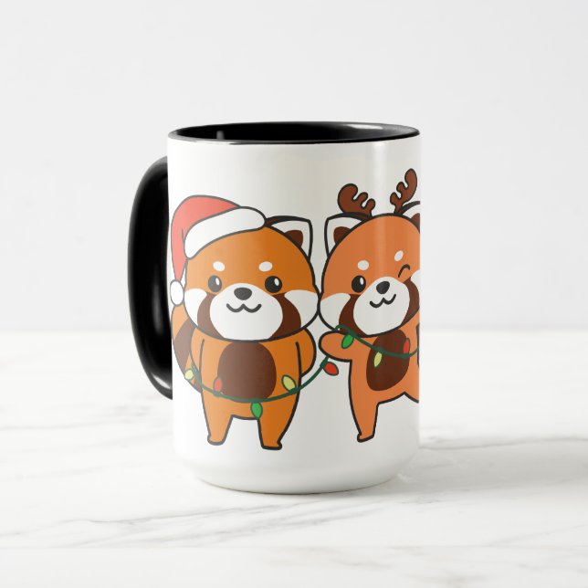 Red Panda Christmas Animals Cute Red Pandas Mug (Front Left)