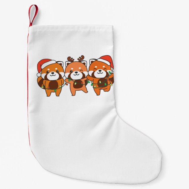 Red Panda Christmas Animals Cute Red Pandas Small Christmas Stocking (Front)