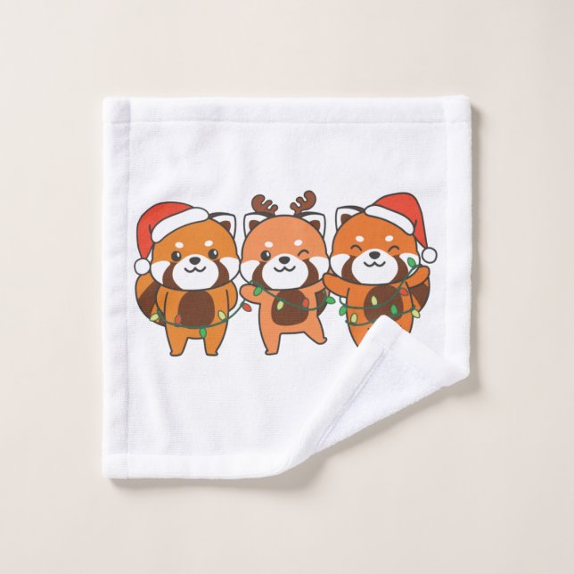 Red Panda Christmas Animals Cute Red Pandas Wash Cloth (Wash Cloth)