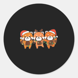 Red Panda Christmas Christmas Animals Cute Red Pan Classic Round Sticker