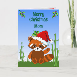 Red Panda Christmas Folded Greeting Card