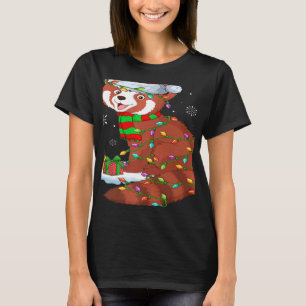 Red Panda Christmas for Boys Girls Kids Xmas Light T-Shirt