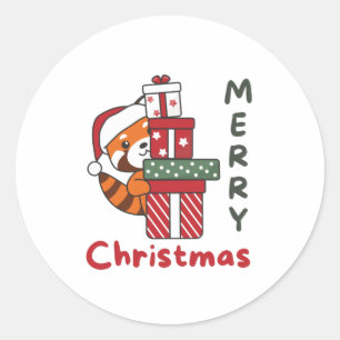 Red Panda Christmas Gift Winter Red Pandas Classic Round Sticker