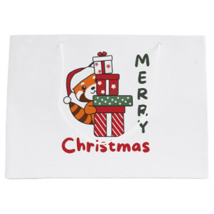Red Panda Christmas Gift Winter Red Pandas Large Gift Bag