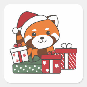 Red Panda Christmas Gift Winter Red Pandas Square Sticker