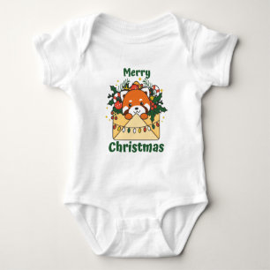 Red Panda Christmas Letter Winter Animals Pandas Baby Bodysuit