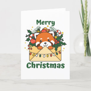 Red Panda Christmas Letter Winter Animals Pandas Holiday Card