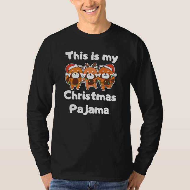 Red Panda Christmas Pyjamas T-Shirt (Front)