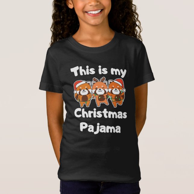 Red Panda Christmas Pyjamas T-Shirt (Front)