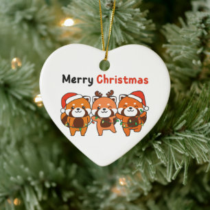 Red Panda Christmas Red Pandas Merry Christmas Cer Ceramic Tree Decoration