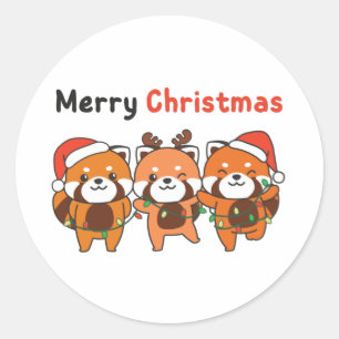 Red Panda Christmas Red Pandas Merry Christmas Classic Round Sticker