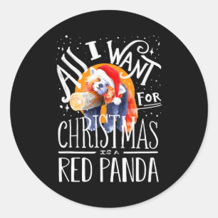 Red Panda Christmas Santa Hat Xmas Red Panda Lover Classic Round Sticker