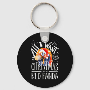 Red Panda Christmas Santa Hat Xmas Red Panda Lover Key Ring