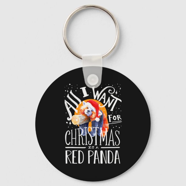 Red Panda Christmas Santa Hat Xmas Red Panda Lover Key Ring (Front)
