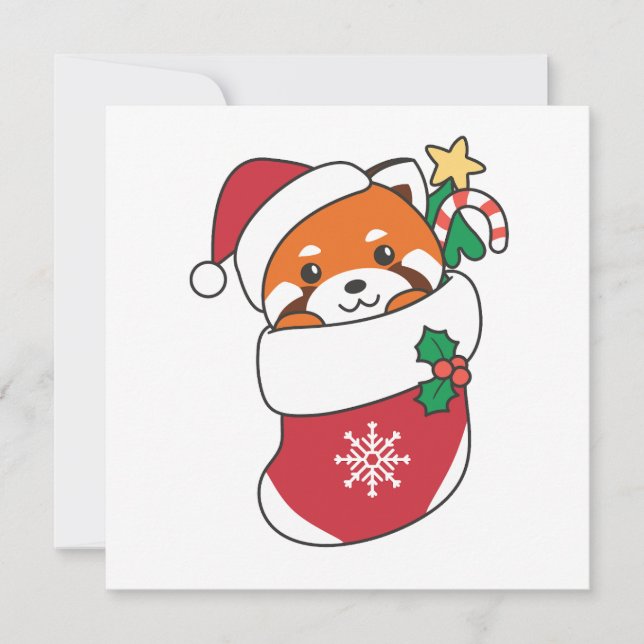 Red Panda Christmas Snow Winter Animals Panda Holi Holiday Card (Front)
