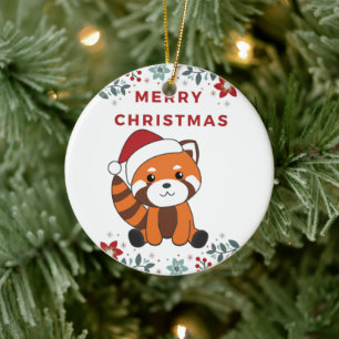 Red Panda Christmas Snow Winter Animals Pandas Cer Ceramic Tree Decoration