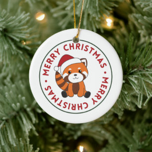 Red Panda Christmas Snow Winter Animals Pandas Cer Ceramic Tree Decoration
