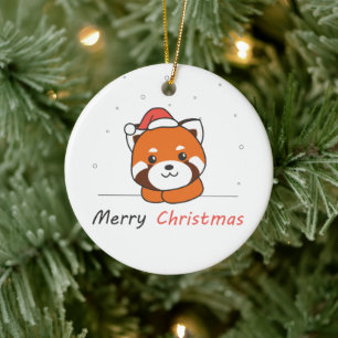 Red Panda Christmas Snow Winter Animals Pandas Ceramic Tree Decoration
