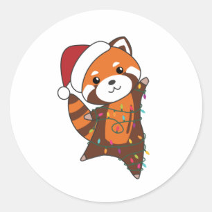 Red Panda Christmas Snow Winter Animals Pandas Classic Round Sticker
