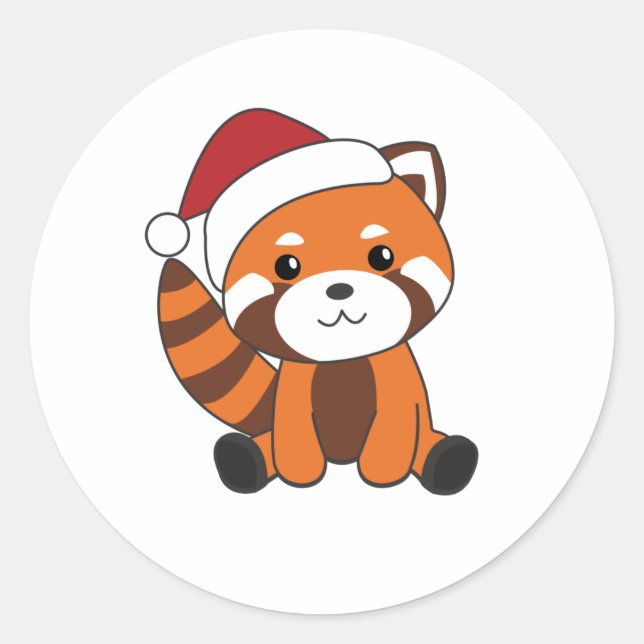 Red Panda Christmas Snow Winter Animals Pandas Classic Round Sticker (Front)