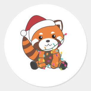 Red Panda Christmas Snow Winter Animals Pandas Classic Round Sticker