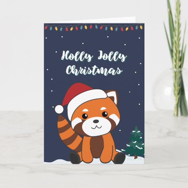 Red Panda Christmas Snow Winter Animals Pandas Hol Holiday Card (Front)