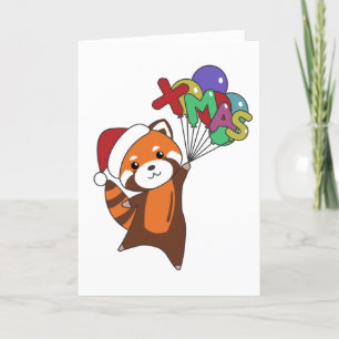 Red Panda Christmas Snow Winter Animals Pandas Holiday Card