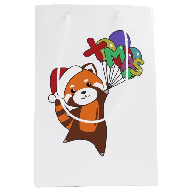 Red Panda Christmas Snow Winter Animals Pandas Medium Gift Bag (Front)