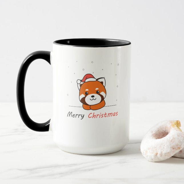 Red Panda Christmas Snow Winter Animals Pandas Mug (With Donut)