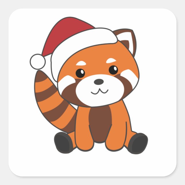 Red Panda Christmas Snow Winter Animals Pandas Square Sticker (Front)