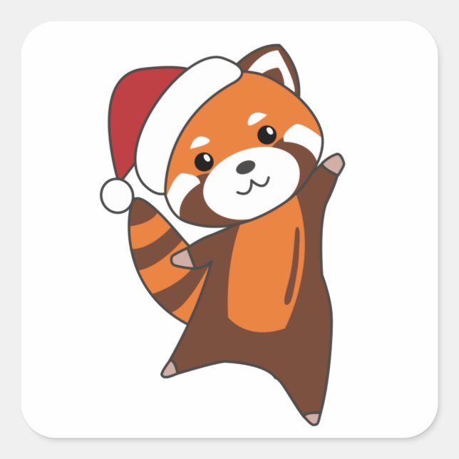 Red Panda Christmas Snow Winter Animals Pandas Square Sticker (Front)